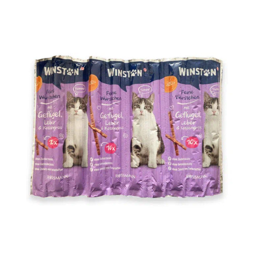 تشویقی مدادی گربه، حاوی مرغ و جگر و علف گربه، 10 عددی، وینستون