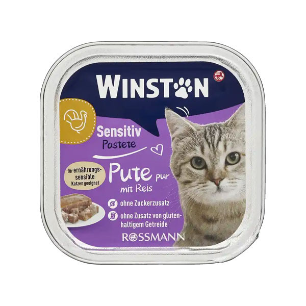 ووم گربه وینستون با طعم بوقلمون و برنج Winston Turkey with Rice وزن 100 گرم